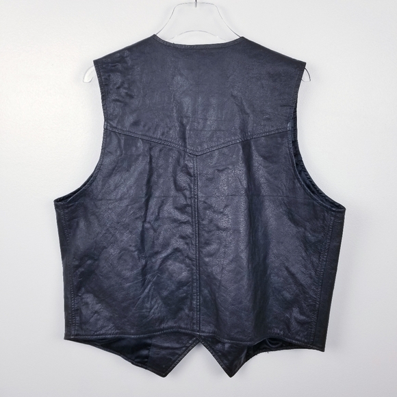 Branded Garments Leather Vest Camel Cigarettes Logo Black USA Vintage size XL - Picture 2 of 9